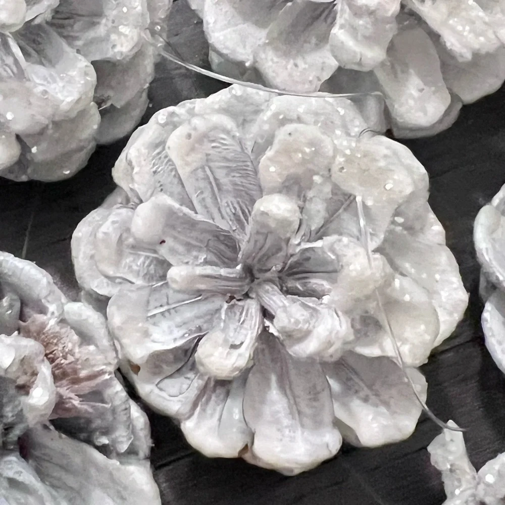 Sparkly White Pine Cone Christmas Ornaments